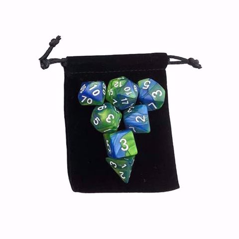 סט קוביות למג'יק/מבוכים ודרקונים Dnd/Magic Dice Set כחול ירוק