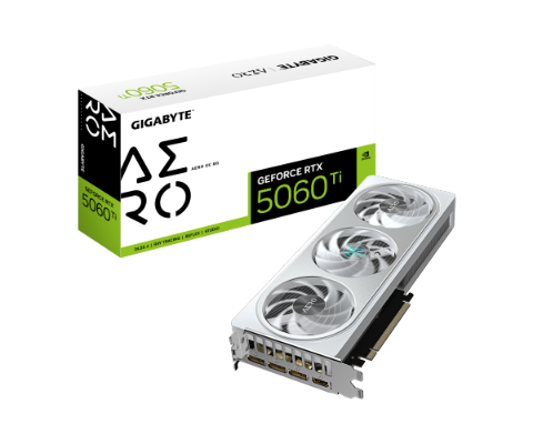 תמונה של כרטיס מסך Gigabyte GeForce RTX 5060 Ti AERO OC 8GB White