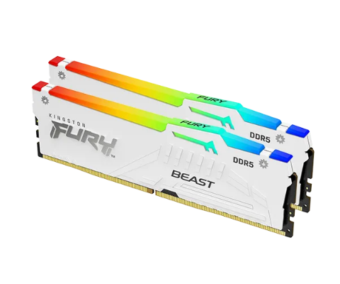 תמונה של Kingston Fury Beast White RGB Expo 64GB 2X32 6000MHZ DDR5 CL30