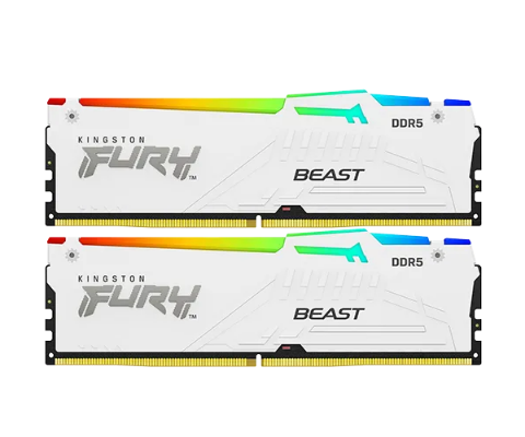 תמונה של Kingston Fury Beast White RGB Expo 64GB 2X32 6000MHZ DDR5 CL30