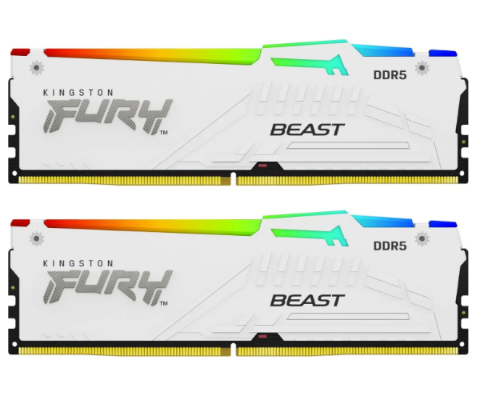 תמונה של זכרון לנייח Kingston FURY Beast White RGB 32GB 2x16GB 5600MHZ c36