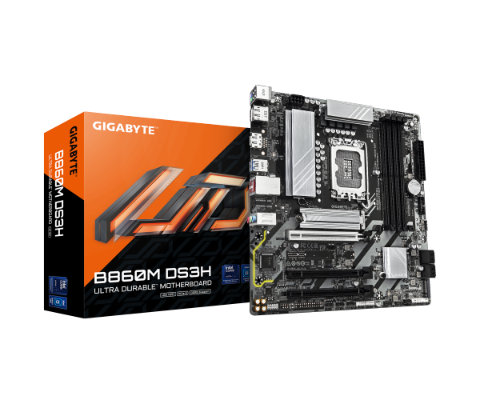 תמונה של לוח אם GIGABYTE B860M DS3H 2.2 Micro-ATX DDR5 LGA1851 2.5GbE Lan