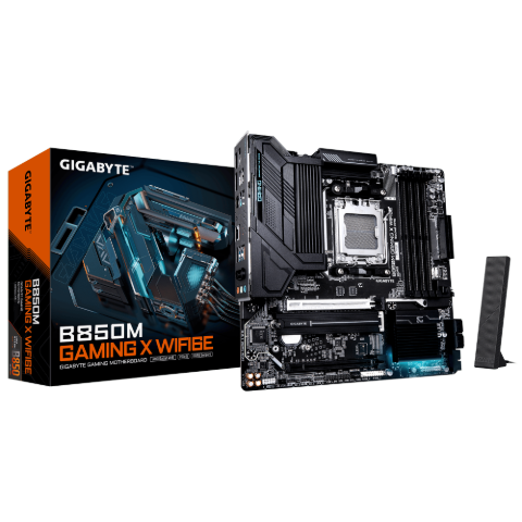 תמונה של לוח אם GIGABYTE B850M GAMING X WIFI6E 1.1 M-ATX DDR5 AM5 2.5GBE