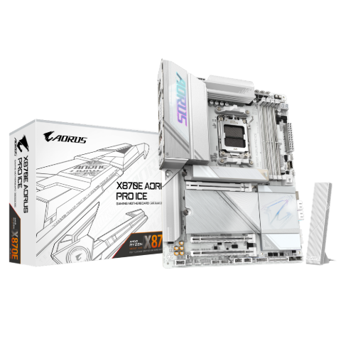 תמונה של לוח אם GIGABYTE X870E AORUS PRO ICE WIFI7 ATX DDR5 AM5 BT 2.5GBE