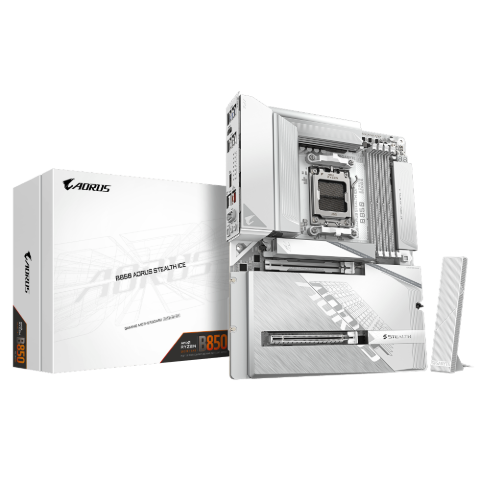 תמונה של לוח לבן עם מחברי חשמל מאחור Gigabyte B850 A STEALTH AM5 DDR5 WIFI