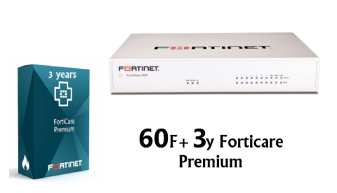 תמונה של באנדל מכשיר 60F ורשיון FortiGate-60F HW PLUS 3y