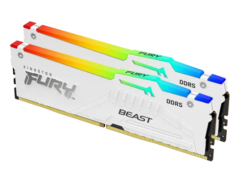 תמונה של Kingston Fury Beast White RGB Expo 32GB 2X16 6000MHZ DDR5 CL30