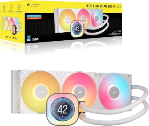 תמונה של קירור נוזלי לבן Corsair iCUE TITAN 360 RX LCD White 360mm AIO