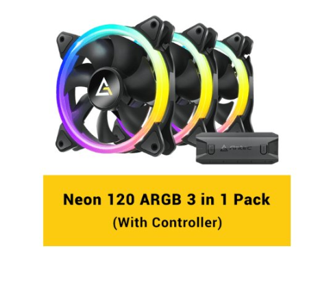 תמונה של מאווררים למארז ANTEC NEON 120 ARGB BLACK 3PK