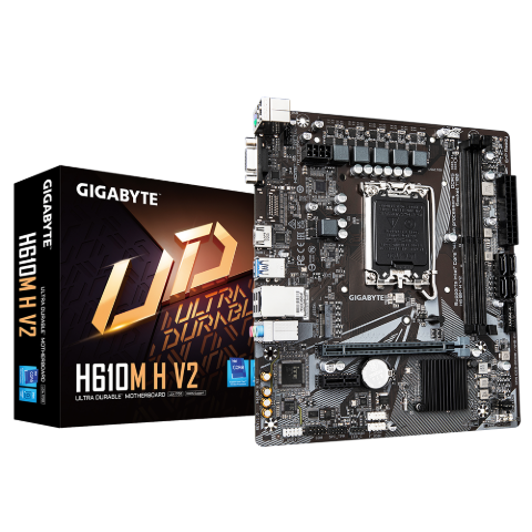 תמונה של לוח לאינטל דור 12-14 Gigabyte H610M H V2 DDR5 VGA HDMI