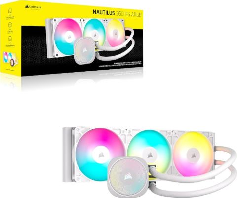 תמונה של קירור נוזלי לבן Corsair iCUE NAUTILUS 360 RS White 360mm AIO