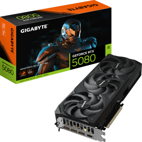 תמונה של כרטיס מסך GIGABYTE RTX 5080 WINDFORCE OC V2 SFF 16GB GDDR7