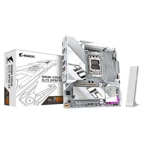 תמונה של לוח אם Gigabyte B850M AORUS ELITE WIFI6E ICE M-ATX DDR5 AM5 2.5GB