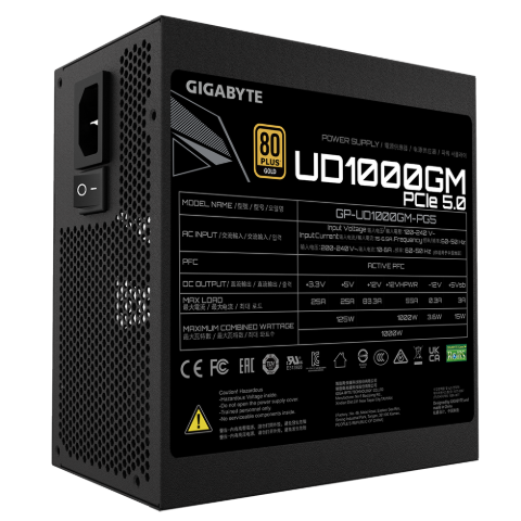 תמונה של ספק כוח Gigabyte UD1000GM PG5 1000W PCIE 5.0 ready 80 PLUS Gold