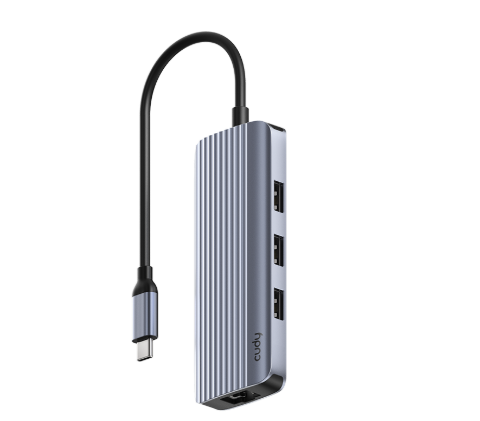 תמונה של תחנת עגינה 4K-60Hz HDMI 100W PD & CUDY 6-IN-1 USB-C Hub with GbE