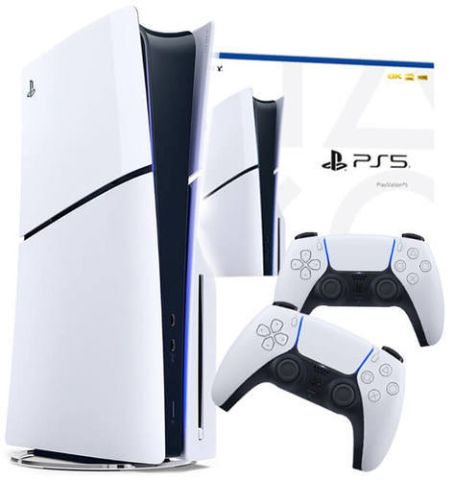 קונסולת Sony PlayStation 5 Slim Blu-ray בנפח 1TB עם שני שלטים